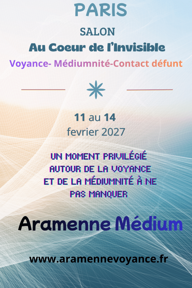 Affiche du salon « Au coeur de l'invisible » à Paris, du 11 au 14 février 2027, avec Aramenne Médium